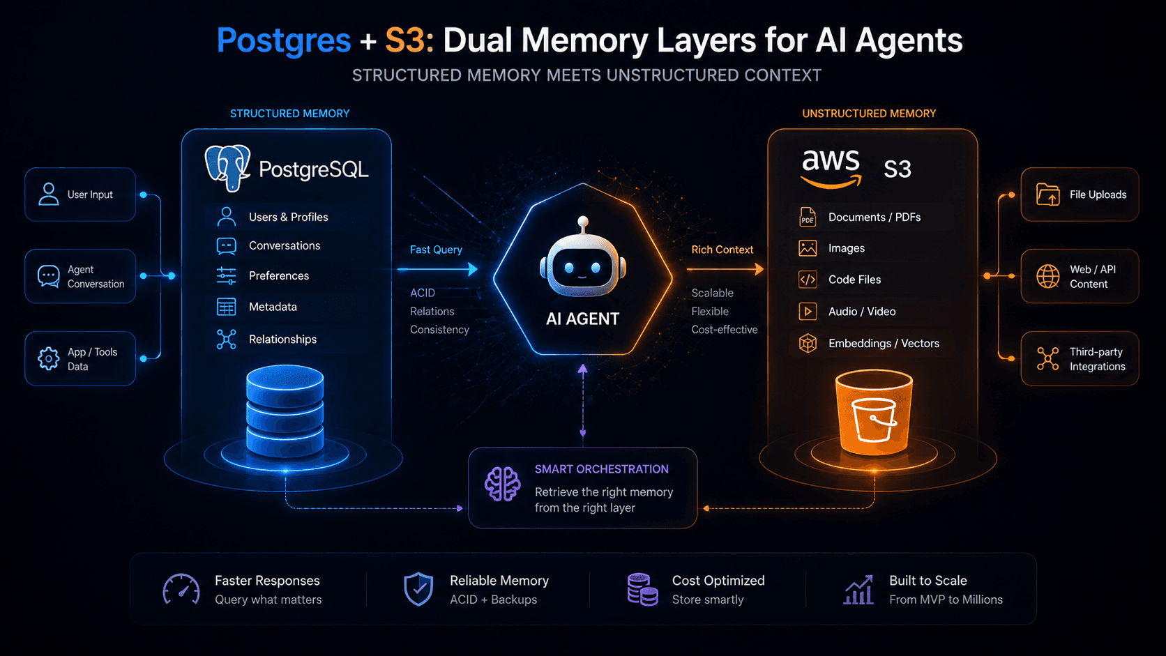 Postgres and S3 Memory Layers for AI Agents