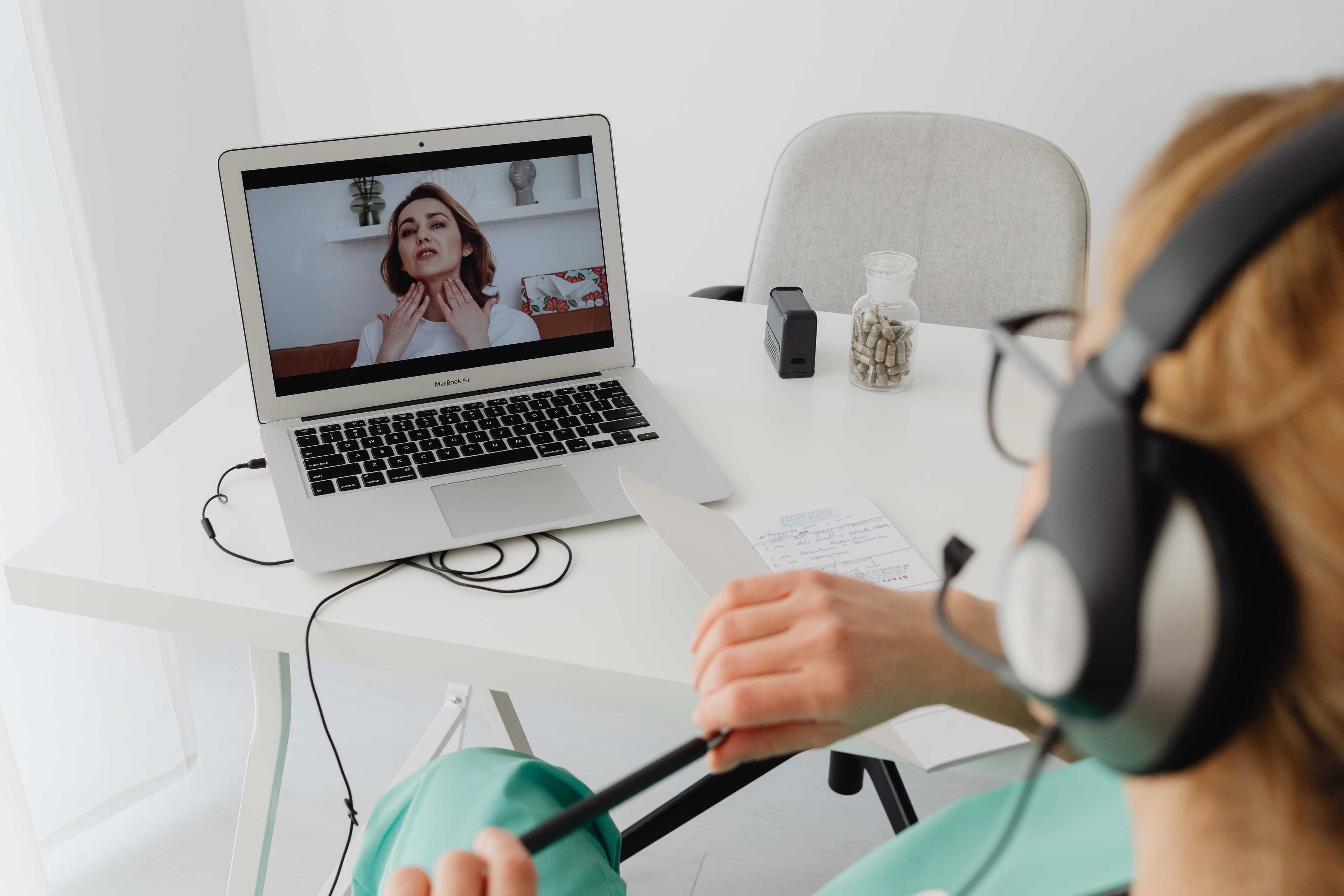 Telehealth video consultation between doctor and patient